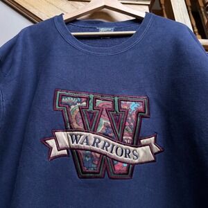VTG Famous Sportswear 90s Warriors Crewneck Sweatshirt XXL Varsity Logo USA Made